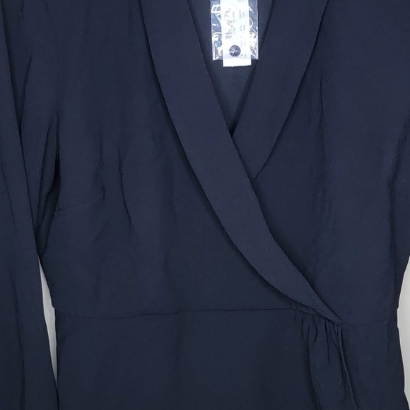 NWT J. Crew | Black Crepe Faux Wrap Long Sleeve Blouse Size 6 - Picture 4 of 9